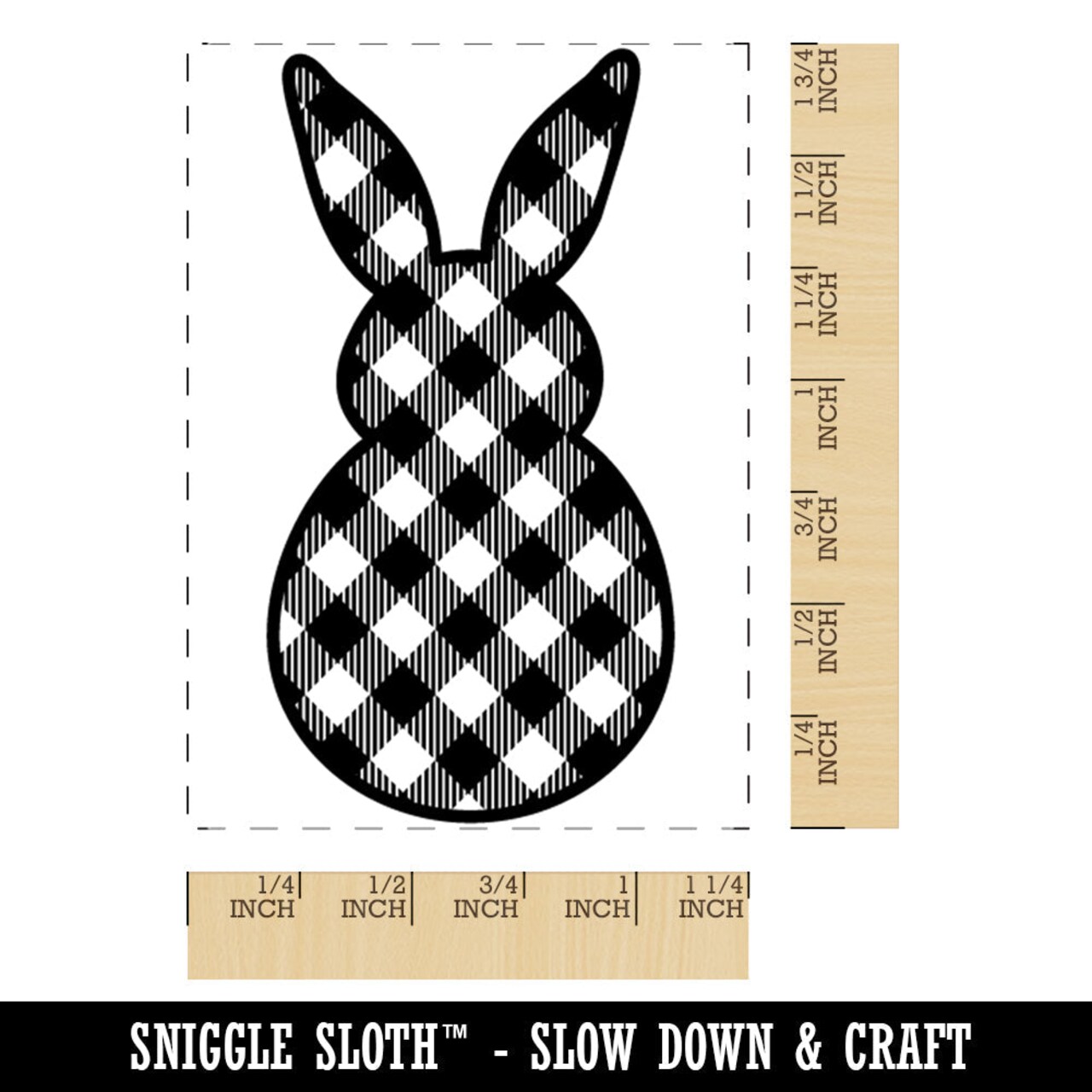 Bunny Pattern Plaid Easter Rabbit Rectangle Rubber Stamp for Stamping Crafting